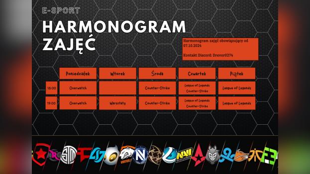 Zapoznaj się z aktualnym harmonogramem i dołącz do zajęć e-sportowych